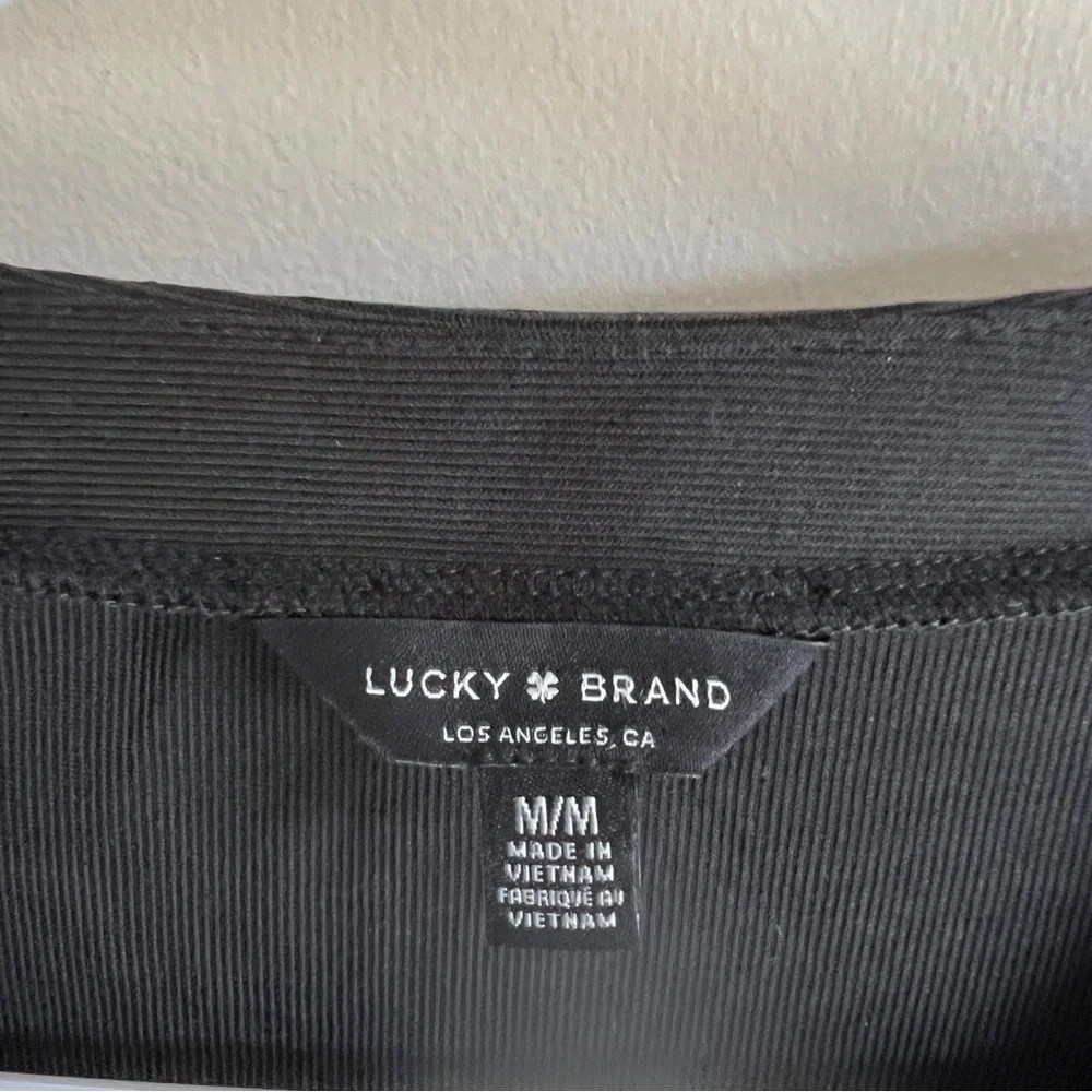 Lucky Brand Black Ribbed Long Sleeve Henley Top - Picture 5 of 5